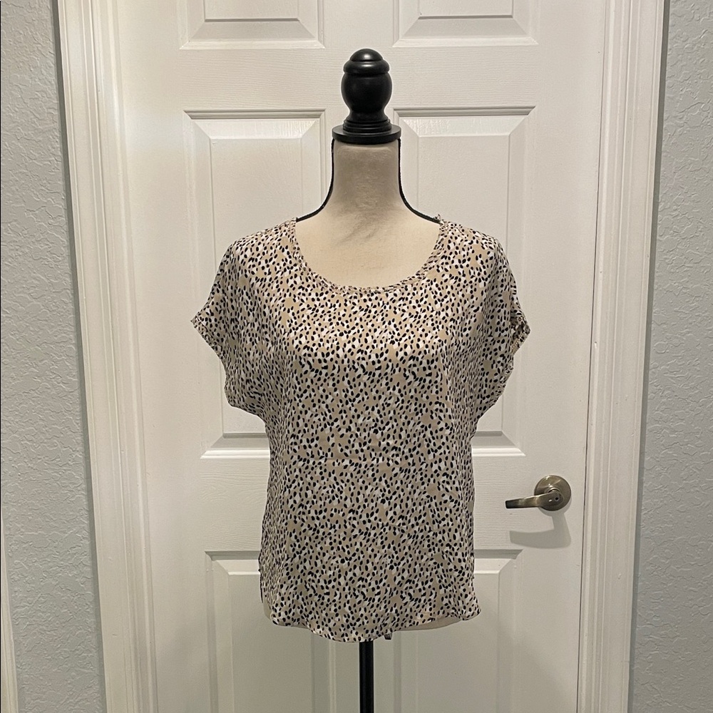 Banana Republic Black and Cream Leopard Print Blouse